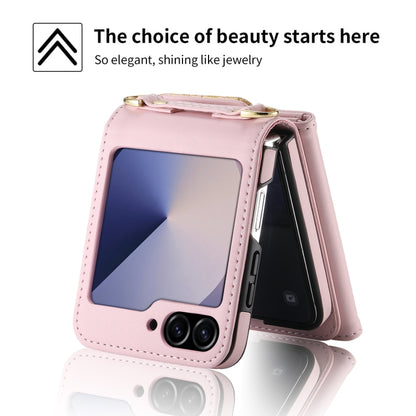 For Samsung Galaxy Z Flip6 / Flip7 FE POLA Multi-Card Slots Leaf Pattern Phone Case(Pink) - Galaxy Z Flip6 5G Cases by POLA | Online Shopping UK | buy2fix