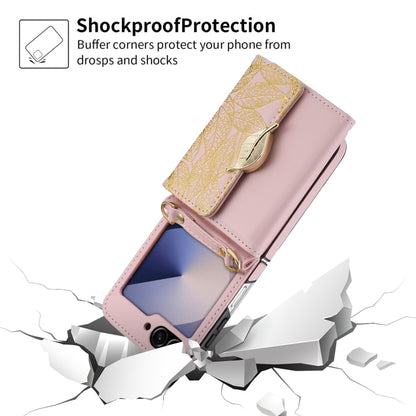 For Samsung Galaxy Z Flip6 / Flip7 FE POLA Multi-Card Slots Leaf Pattern Phone Case(Pink) - Galaxy Z Flip6 5G Cases by POLA | Online Shopping UK | buy2fix