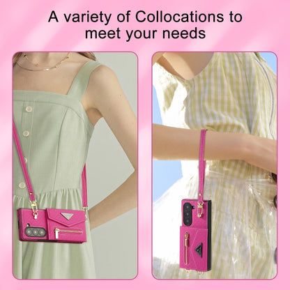 For Samsung Galaxy Z Fold6 POLA Grid Texture Multi-Card Slots Zipper Wallet Phone Case(Rose Red) - Galaxy Z Fold6 5G Cases by POLA | Online Shopping UK | buy2fix