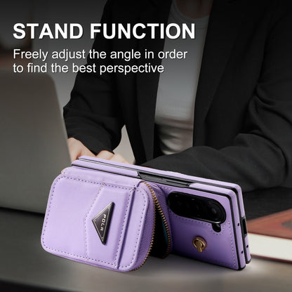 For Samsung Galaxy Z Fold6 POLA Multi-Card Slots Zipper Wallet Phone Case(Purple) - Galaxy Z Fold6 5G Cases by POLA | Online Shopping UK | buy2fix