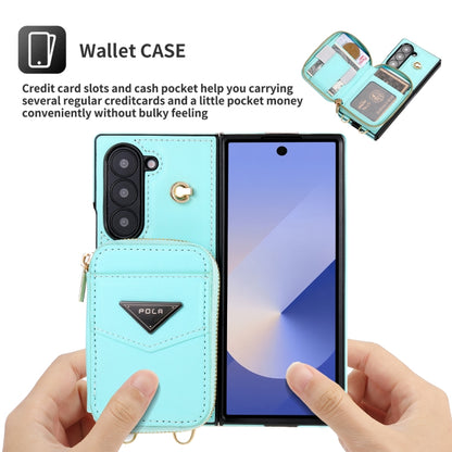 For Samsung Galaxy Z Fold6 POLA Multi-Card Slots Zipper Wallet Phone Case(Blue) - Galaxy Z Fold6 5G Cases by POLA | Online Shopping UK | buy2fix