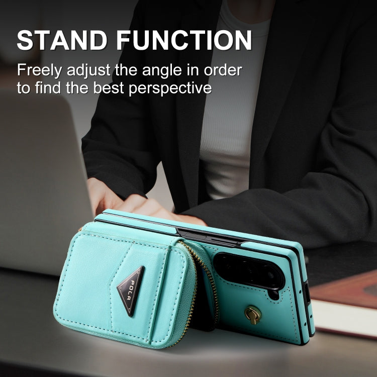 For Samsung Galaxy Z Fold6 POLA Multi-Card Slots Zipper Wallet Phone Case(Blue) - Galaxy Z Fold6 5G Cases by POLA | Online Shopping UK | buy2fix