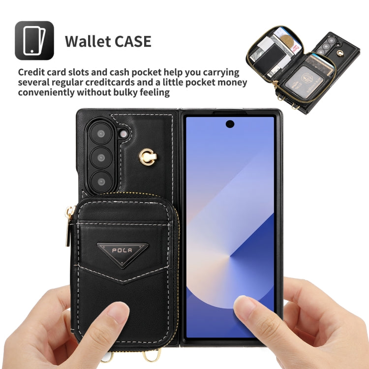 For Samsung Galaxy Z Fold6 POLA Multi-Card Slots Zipper Wallet Phone Case(Black) - Galaxy Z Fold6 5G Cases by POLA | Online Shopping UK | buy2fix