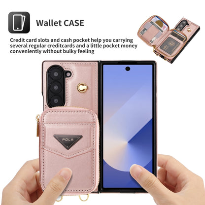 For Samsung Galaxy Z Fold6 POLA Multi-Card Slots Zipper Wallet Phone Case(Pink) - Galaxy Z Fold6 5G Cases by POLA | Online Shopping UK | buy2fix
