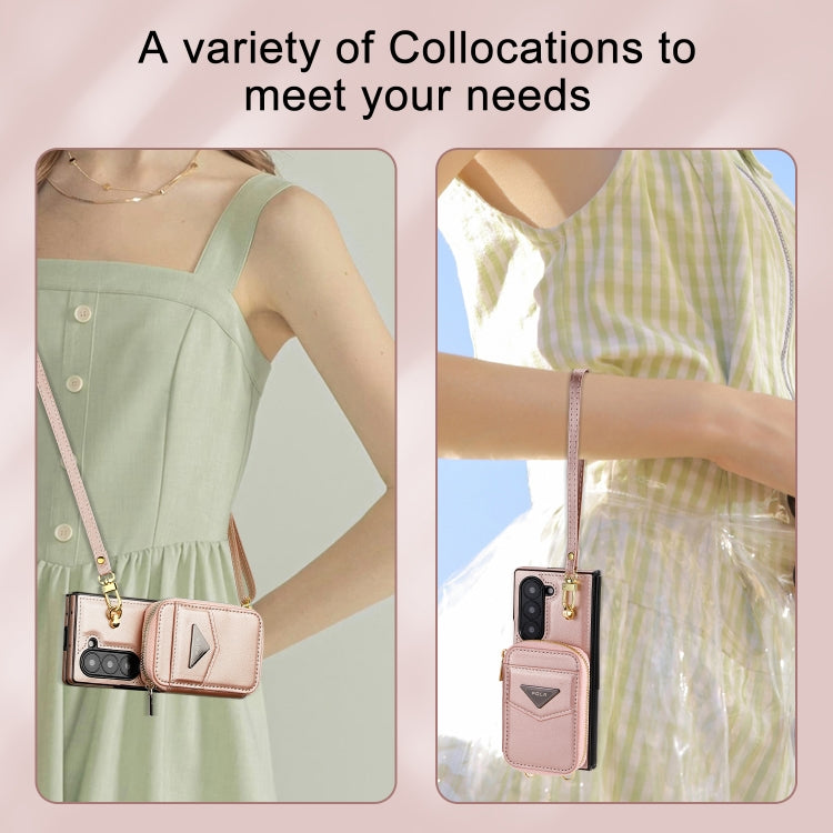 For Samsung Galaxy Z Fold6 POLA Multi-Card Slots Zipper Wallet Phone Case(Pink) - Galaxy Z Fold6 5G Cases by POLA | Online Shopping UK | buy2fix