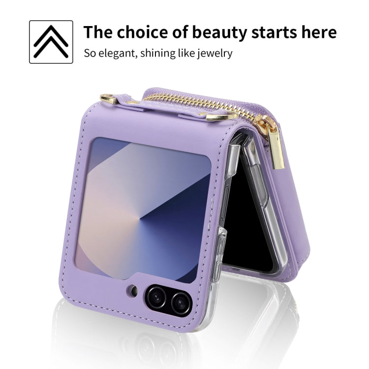 For Samsung Galaxy Z Flip6 / Flip7 FE POLA Multi-Card Slots Zipper Wallet Phone Case(Purple) - Galaxy Z Flip6 5G Cases by POLA | Online Shopping UK | buy2fix