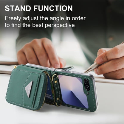 For Samsung Galaxy Z Flip6 / Flip7 FE POLA Multi-Card Slots Zipper Wallet Phone Case(Green) - Galaxy Z Flip6 5G Cases by POLA | Online Shopping UK | buy2fix