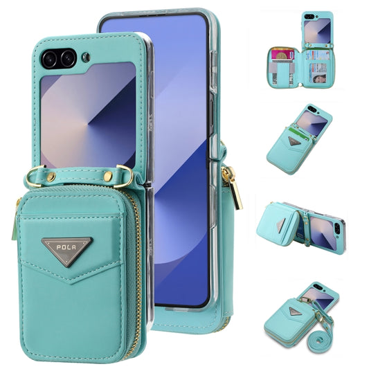 For Samsung Galaxy Z Flip6 / Flip7 FE POLA Multi-Card Slots Zipper Wallet Phone Case(Blue) - Galaxy Z Flip6 5G Cases by POLA | Online Shopping UK | buy2fix