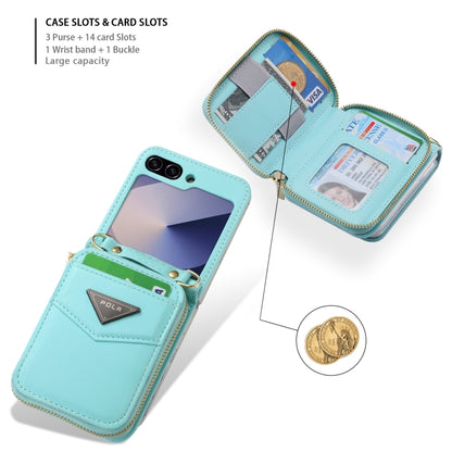 For Samsung Galaxy Z Flip6 / Flip7 FE POLA Multi-Card Slots Zipper Wallet Phone Case(Blue) - Galaxy Z Flip6 5G Cases by POLA | Online Shopping UK | buy2fix
