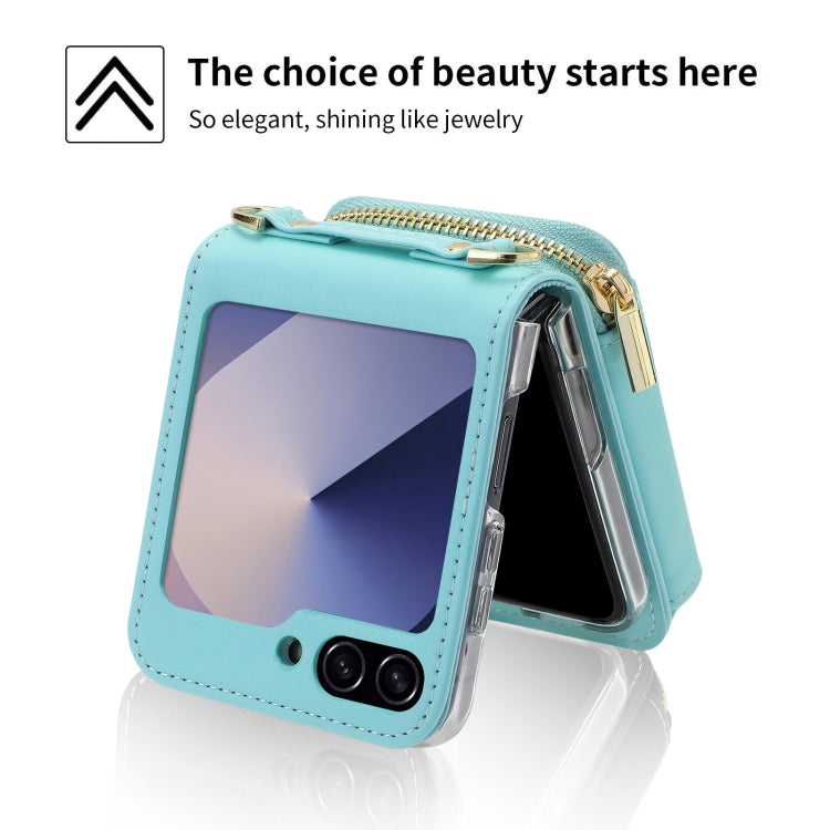 For Samsung Galaxy Z Flip6 / Flip7 FE POLA Multi-Card Slots Zipper Wallet Phone Case(Blue) - Galaxy Z Flip6 5G Cases by POLA | Online Shopping UK | buy2fix