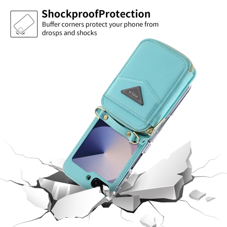 For Samsung Galaxy Z Flip6 / Flip7 FE POLA Multi-Card Slots Zipper Wallet Phone Case(Blue) - Galaxy Z Flip6 5G Cases by POLA | Online Shopping UK | buy2fix