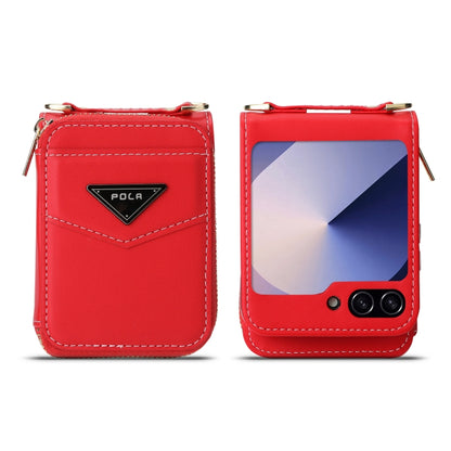 For Samsung Galaxy Z Flip6 / Flip7 FE POLA Multi-Card Slots Zipper Wallet Phone Case(Red) - Galaxy Z Flip6 5G Cases by POLA | Online Shopping UK | buy2fix