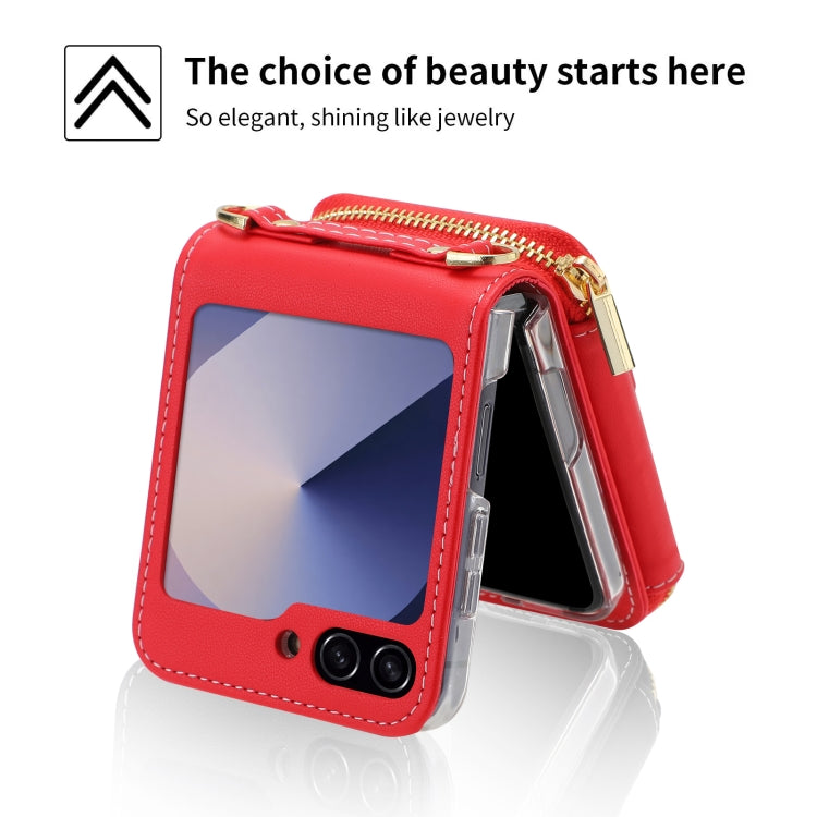 For Samsung Galaxy Z Flip6 / Flip7 FE POLA Multi-Card Slots Zipper Wallet Phone Case(Red) - Galaxy Z Flip6 5G Cases by POLA | Online Shopping UK | buy2fix
