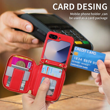For Samsung Galaxy Z Flip6 / Flip7 FE POLA Multi-Card Slots Zipper Wallet Phone Case(Red) - Galaxy Z Flip6 5G Cases by POLA | Online Shopping UK | buy2fix