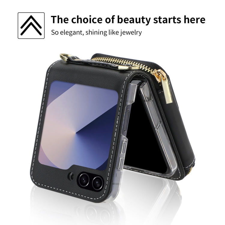 For Samsung Galaxy Z Flip6 / Flip7 FE POLA Multi-Card Slots Zipper Wallet Phone Case(Black) - Galaxy Z Flip6 5G Cases by POLA | Online Shopping UK | buy2fix