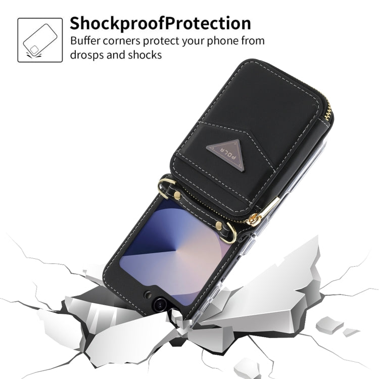 For Samsung Galaxy Z Flip6 / Flip7 FE POLA Multi-Card Slots Zipper Wallet Phone Case(Black) - Galaxy Z Flip6 5G Cases by POLA | Online Shopping UK | buy2fix