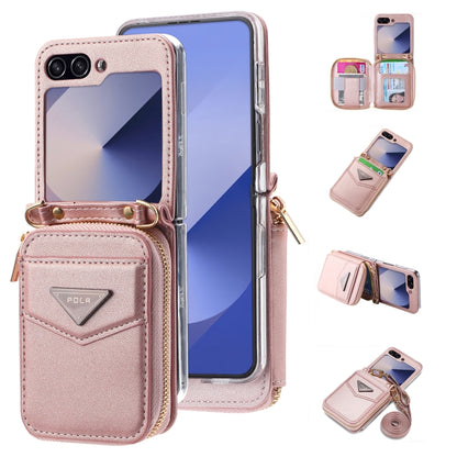 For Samsung Galaxy Z Flip6 / Flip7 FE POLA Multi-Card Slots Zipper Wallet Phone Case(Pink) - Galaxy Z Flip6 5G Cases by POLA | Online Shopping UK | buy2fix