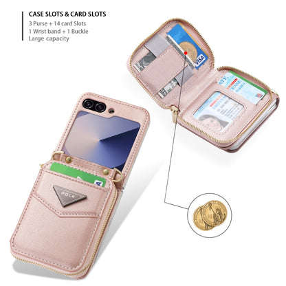 For Samsung Galaxy Z Flip6 / Flip7 FE POLA Multi-Card Slots Zipper Wallet Phone Case(Pink) - Galaxy Z Flip6 5G Cases by POLA | Online Shopping UK | buy2fix