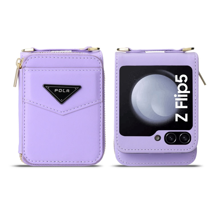For Samsung Galaxy Z Flip5 POLA Multi-Card Slots Zipper Wallet Phone Case(Purple) - Galaxy Z Flip5 Cases by POLA | Online Shopping UK | buy2fix
