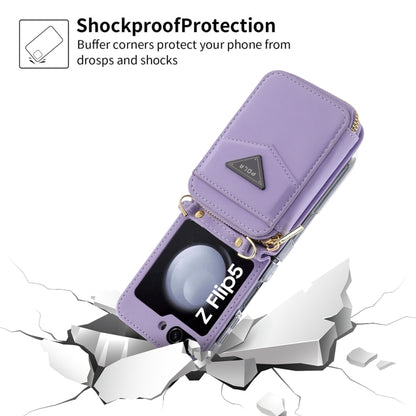 For Samsung Galaxy Z Flip5 POLA Multi-Card Slots Zipper Wallet Phone Case(Purple) - Galaxy Z Flip5 Cases by POLA | Online Shopping UK | buy2fix