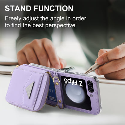 For Samsung Galaxy Z Flip5 POLA Multi-Card Slots Zipper Wallet Phone Case(Purple) - Galaxy Z Flip5 Cases by POLA | Online Shopping UK | buy2fix