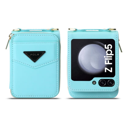 For Samsung Galaxy Z Flip5 POLA Multi-Card Slots Zipper Wallet Phone Case(Blue) - Galaxy Z Flip5 Cases by POLA | Online Shopping UK | buy2fix