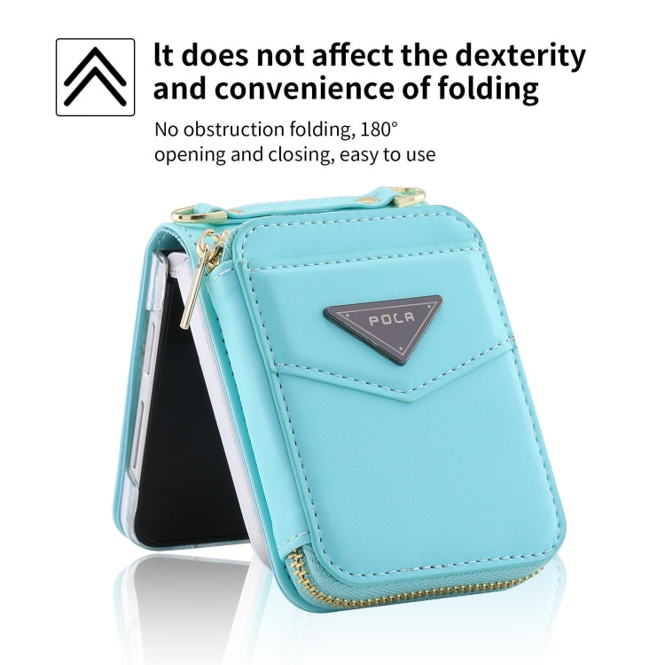 For Samsung Galaxy Z Flip5 POLA Multi-Card Slots Zipper Wallet Phone Case(Blue) - Galaxy Z Flip5 Cases by POLA | Online Shopping UK | buy2fix
