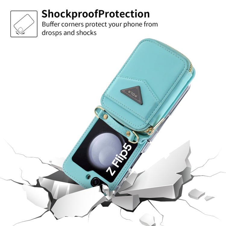 For Samsung Galaxy Z Flip5 POLA Multi-Card Slots Zipper Wallet Phone Case(Blue) - Galaxy Z Flip5 Cases by POLA | Online Shopping UK | buy2fix