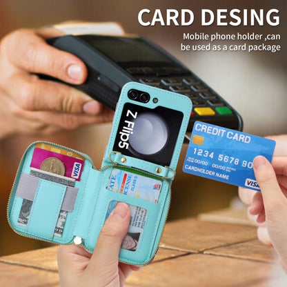 For Samsung Galaxy Z Flip5 POLA Multi-Card Slots Zipper Wallet Phone Case(Blue) - Galaxy Z Flip5 Cases by POLA | Online Shopping UK | buy2fix