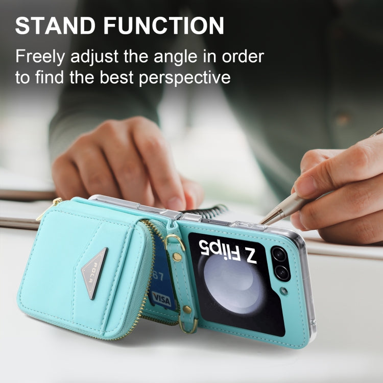 For Samsung Galaxy Z Flip5 POLA Multi-Card Slots Zipper Wallet Phone Case(Blue) - Galaxy Z Flip5 Cases by POLA | Online Shopping UK | buy2fix