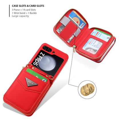 For Samsung Galaxy Z Flip5 POLA Multi-Card Slots Zipper Wallet Phone Case(Red) - Galaxy Z Flip5 Cases by POLA | Online Shopping UK | buy2fix