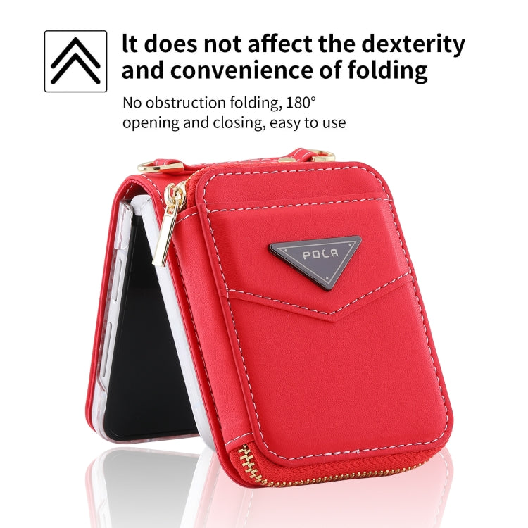For Samsung Galaxy Z Flip5 POLA Multi-Card Slots Zipper Wallet Phone Case(Red) - Galaxy Z Flip5 Cases by POLA | Online Shopping UK | buy2fix