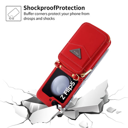 For Samsung Galaxy Z Flip5 POLA Multi-Card Slots Zipper Wallet Phone Case(Red) - Galaxy Z Flip5 Cases by POLA | Online Shopping UK | buy2fix