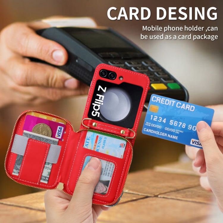 For Samsung Galaxy Z Flip5 POLA Multi-Card Slots Zipper Wallet Phone Case(Red) - Galaxy Z Flip5 Cases by POLA | Online Shopping UK | buy2fix