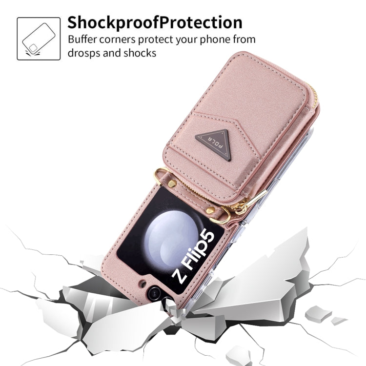For Samsung Galaxy Z Flip5 POLA Multi-Card Slots Zipper Wallet Phone Case(Pink) - Galaxy Z Flip5 Cases by POLA | Online Shopping UK | buy2fix