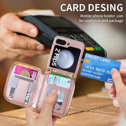 For Samsung Galaxy Z Flip5 POLA Multi-Card Slots Zipper Wallet Phone Case(Pink) - Galaxy Z Flip5 Cases by POLA | Online Shopping UK | buy2fix