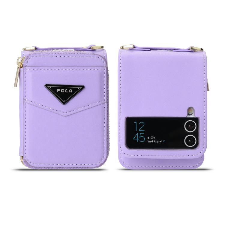 For Samsung Galaxy Z Flip3 5G POLA Multi-Card Slots Zipper Wallet Phone Case(Purple) - Galaxy Phone Cases by POLA | Online Shopping UK | buy2fix