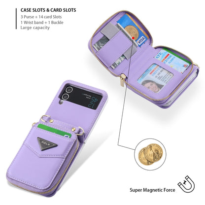 For Samsung Galaxy Z Flip3 5G POLA Multi-Card Slots Zipper Wallet Phone Case(Purple) - Galaxy Phone Cases by POLA | Online Shopping UK | buy2fix