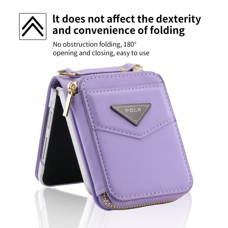For Samsung Galaxy Z Flip3 5G POLA Multi-Card Slots Zipper Wallet Phone Case(Purple) - Galaxy Phone Cases by POLA | Online Shopping UK | buy2fix