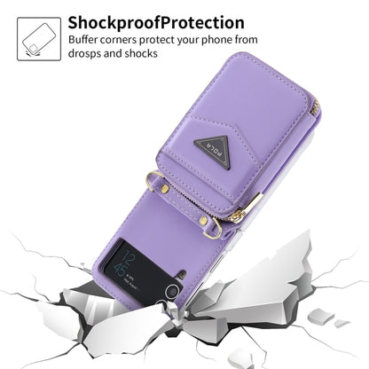 For Samsung Galaxy Z Flip3 5G POLA Multi-Card Slots Zipper Wallet Phone Case(Purple) - Galaxy Phone Cases by POLA | Online Shopping UK | buy2fix