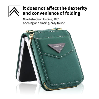 For Samsung Galaxy Z Flip3 5G POLA Multi-Card Slots Zipper Wallet Phone Case(Green) - Galaxy Phone Cases by POLA | Online Shopping UK | buy2fix