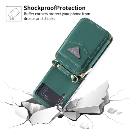 For Samsung Galaxy Z Flip3 5G POLA Multi-Card Slots Zipper Wallet Phone Case(Green) - Galaxy Phone Cases by POLA | Online Shopping UK | buy2fix