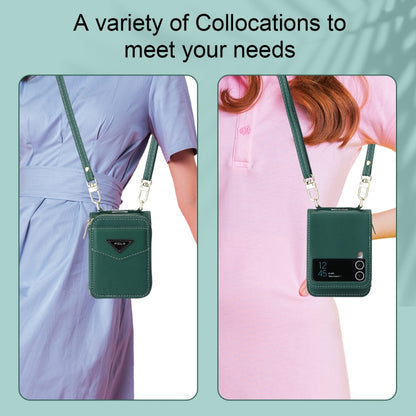 For Samsung Galaxy Z Flip3 5G POLA Multi-Card Slots Zipper Wallet Phone Case(Green) - Galaxy Phone Cases by POLA | Online Shopping UK | buy2fix