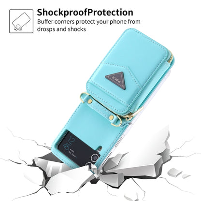 For Samsung Galaxy Z Flip3 5G POLA Multi-Card Slots Zipper Wallet Phone Case(Blue) - Galaxy Phone Cases by POLA | Online Shopping UK | buy2fix