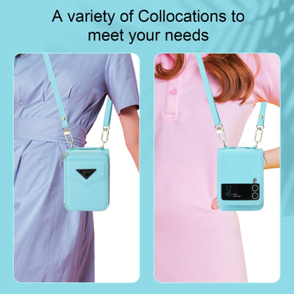 For Samsung Galaxy Z Flip3 5G POLA Multi-Card Slots Zipper Wallet Phone Case(Blue) - Galaxy Phone Cases by POLA | Online Shopping UK | buy2fix