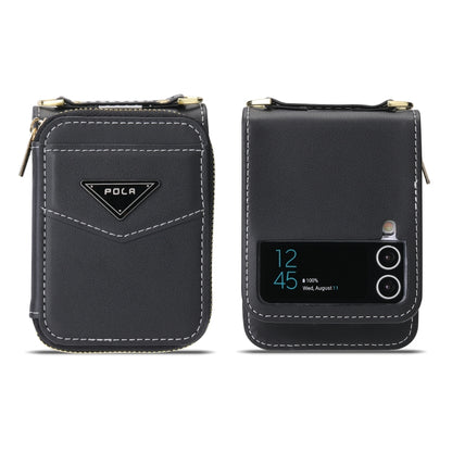 For Samsung Galaxy Z Flip3 5G POLA Multi-Card Slots Zipper Wallet Phone Case(Black) - Galaxy Phone Cases by POLA | Online Shopping UK | buy2fix