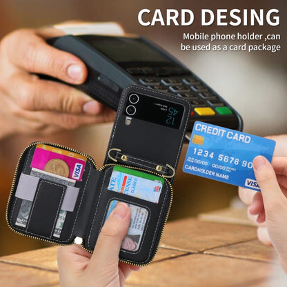 For Samsung Galaxy Z Flip3 5G POLA Multi-Card Slots Zipper Wallet Phone Case(Black) - Galaxy Phone Cases by POLA | Online Shopping UK | buy2fix