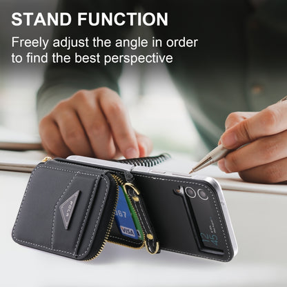 For Samsung Galaxy Z Flip3 5G POLA Multi-Card Slots Zipper Wallet Phone Case(Black) - Galaxy Phone Cases by POLA | Online Shopping UK | buy2fix