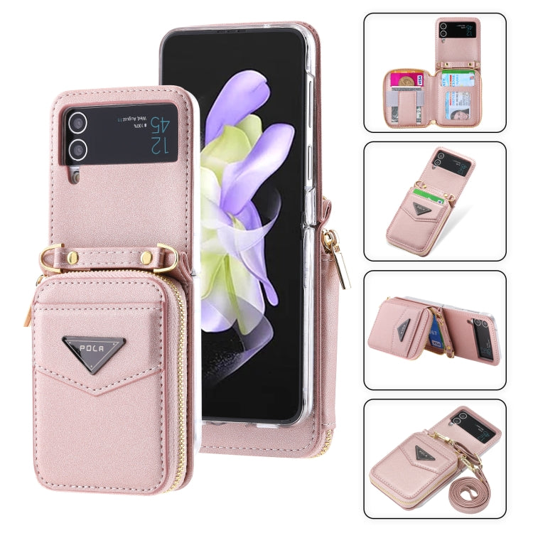 For Samsung Galaxy Z Flip3 5G POLA Multi-Card Slots Zipper Wallet Phone Case(Pink) - Galaxy Phone Cases by POLA | Online Shopping UK | buy2fix