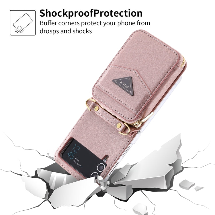 For Samsung Galaxy Z Flip3 5G POLA Multi-Card Slots Zipper Wallet Phone Case(Pink) - Galaxy Phone Cases by POLA | Online Shopping UK | buy2fix